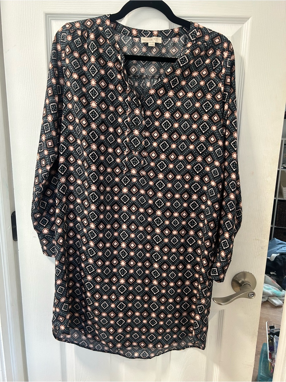 LOFT Long Sleeve Printed Tunic Dress XS